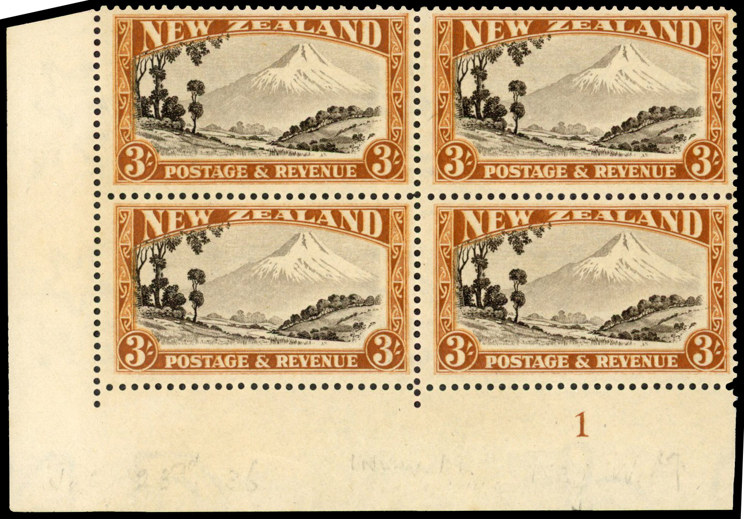 NZ SG 569ay Plate block mint