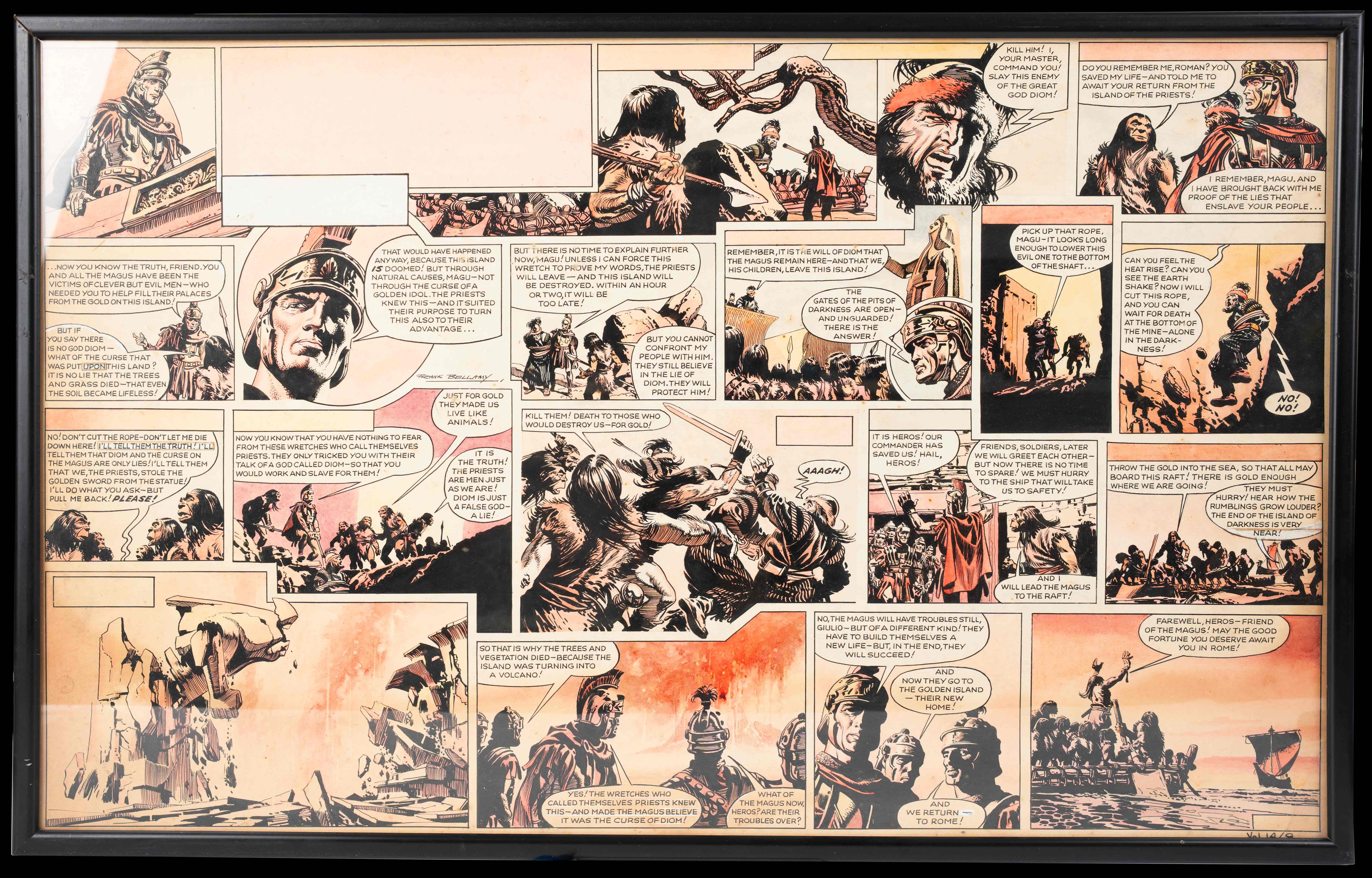 Frank Bellamy Eagle Magazine Vol.14 #9 Conclusion "Heros The Spartan Episode 19" Two Page Original Art (Longacre Press, 1963)