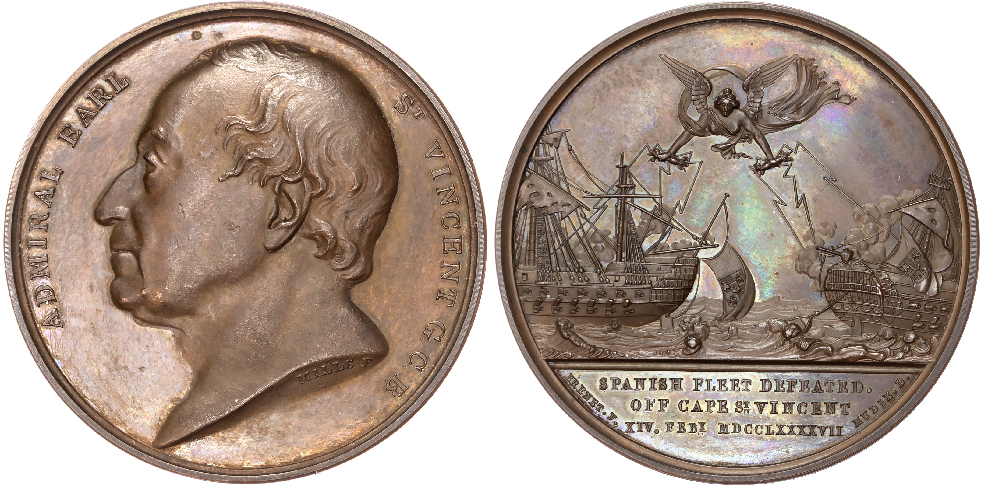 Admiral John Jervis, the Battle of Cape St Vincent 1797, AE medal (1820).