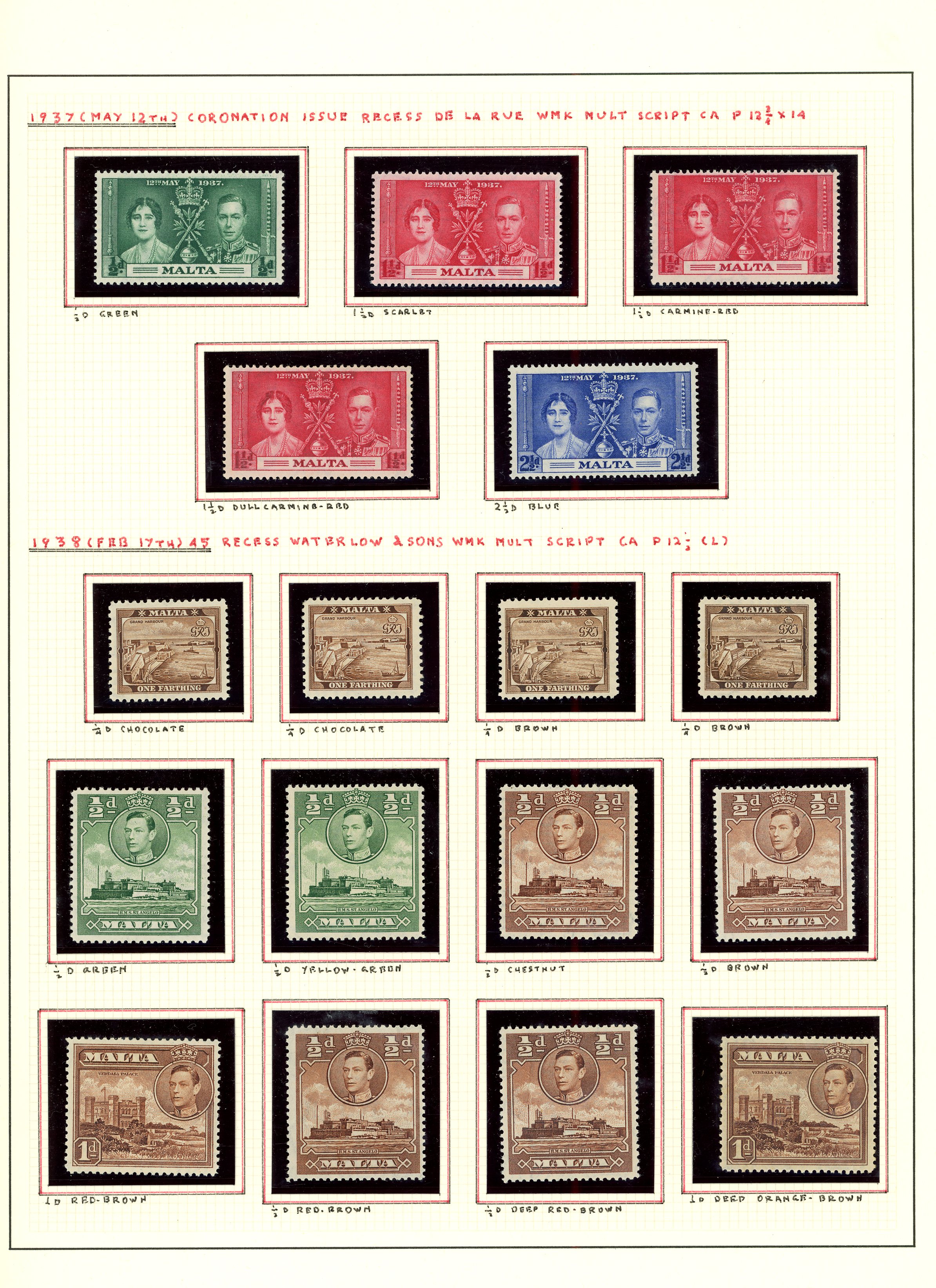 1937-53 mint collection (229) on leaves. Study...