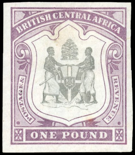 Nyasaland SG 51 1897 £1 colour trial