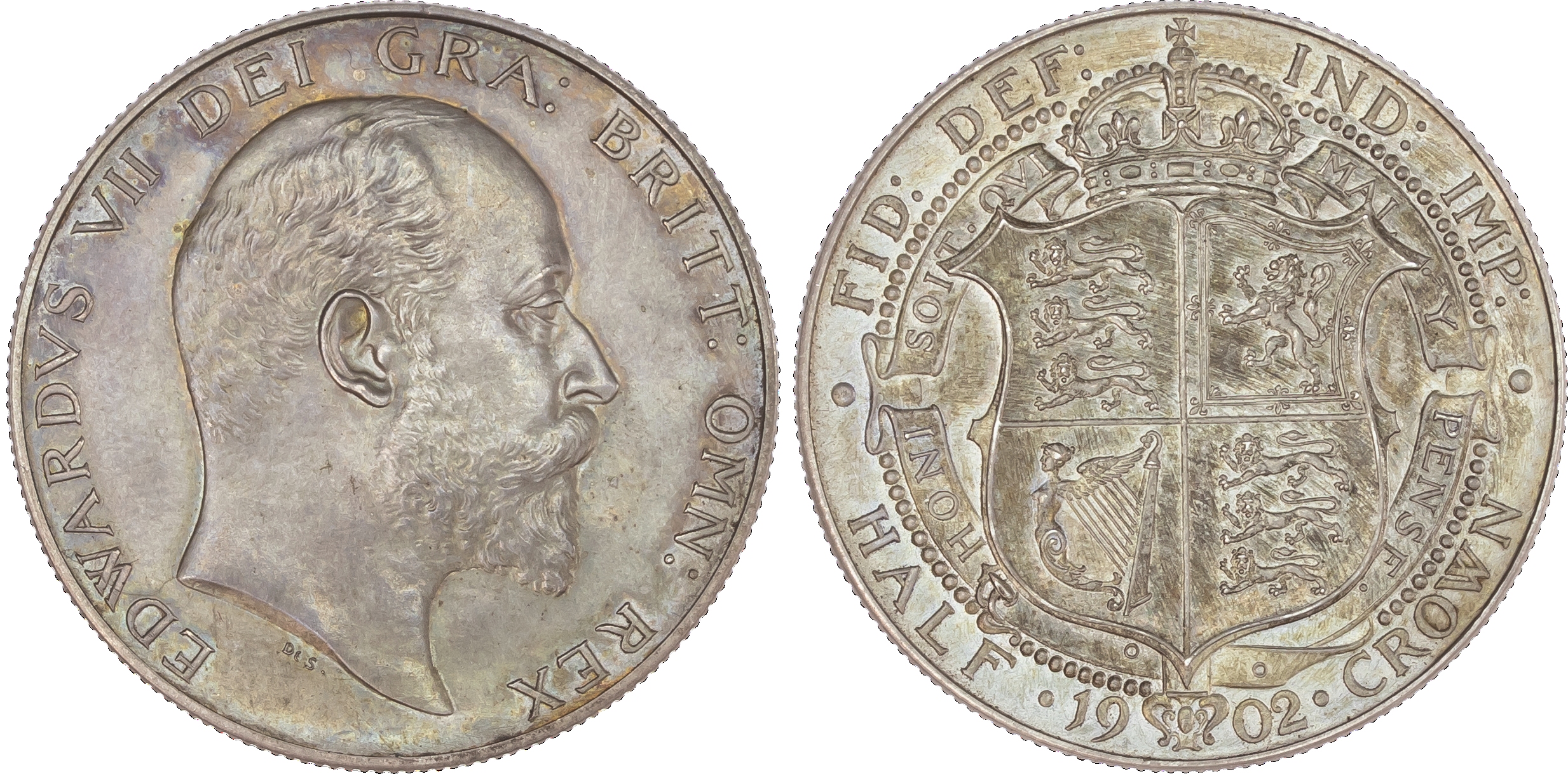 Edward VII (1901‑10), Matt Proof Halfcrown, 1902, bare head right, DES below truncation for engraver George William De
