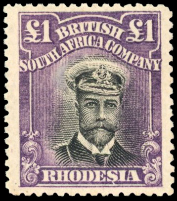 Rhodesia £1 SG 242 black and reddish purple mint