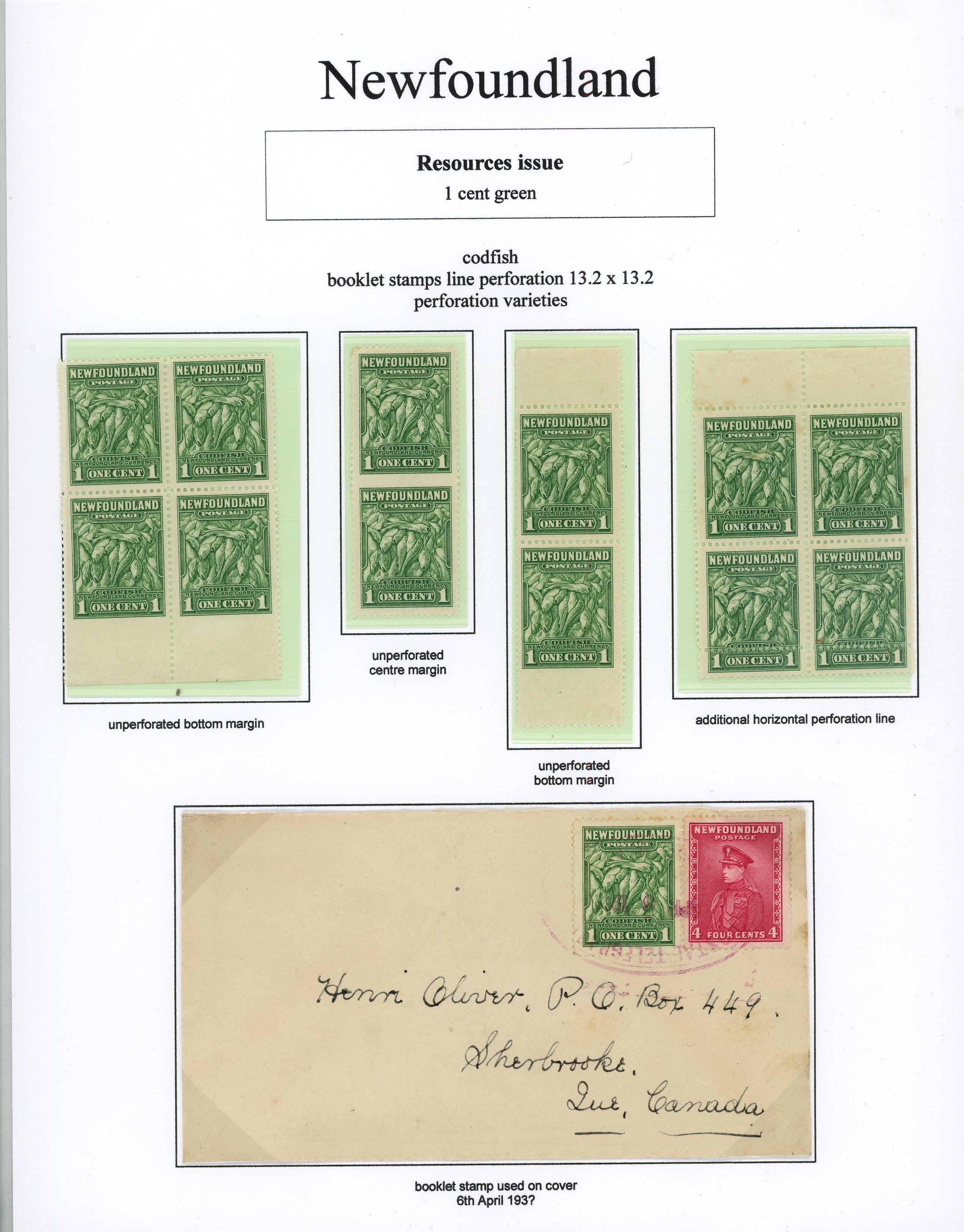 Newfoundland 1932 Resources 1ct collection on pages SG 209/...