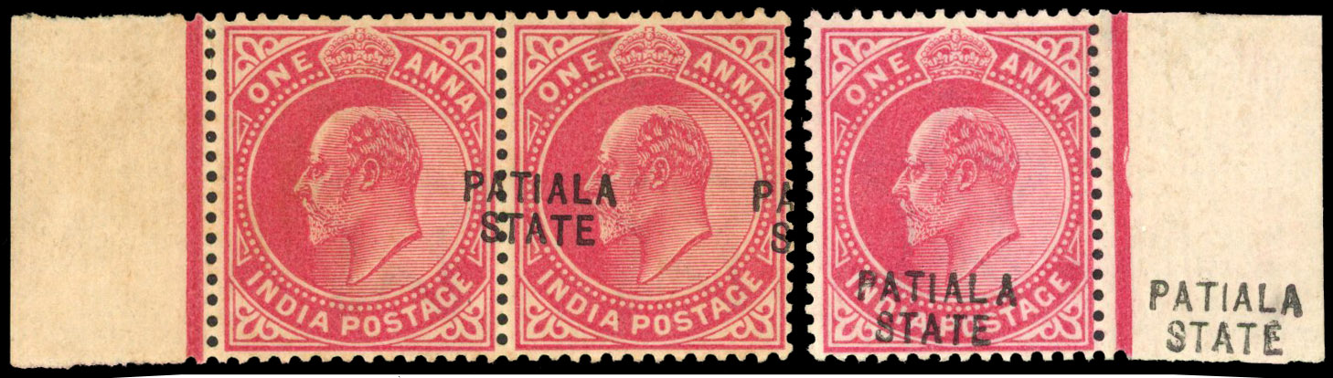 SG 38a in pair and 1a with additional opt in margin. 