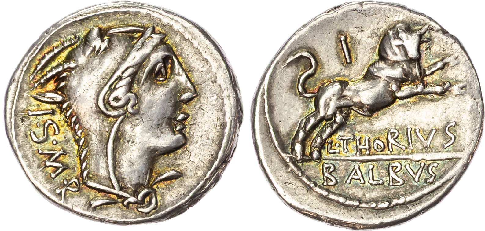 L. Thorius Balbus (105 BC) AR Denarius, Rome, 3.86g. 