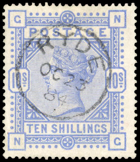 GB 1883 10s cobalt used SG 182