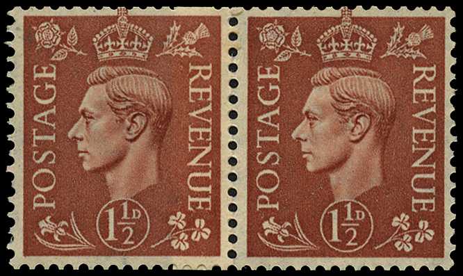 1942 1½d pale red-brown, coil join...