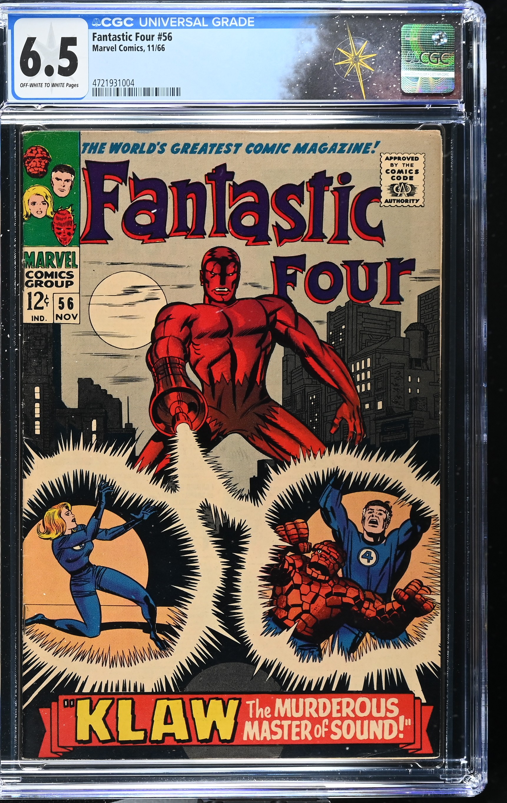 Fantastic Four #56 CGC 6.5 2nd Appearance of Klaw (Marvel Comics, 1966) Off-White to White Pages