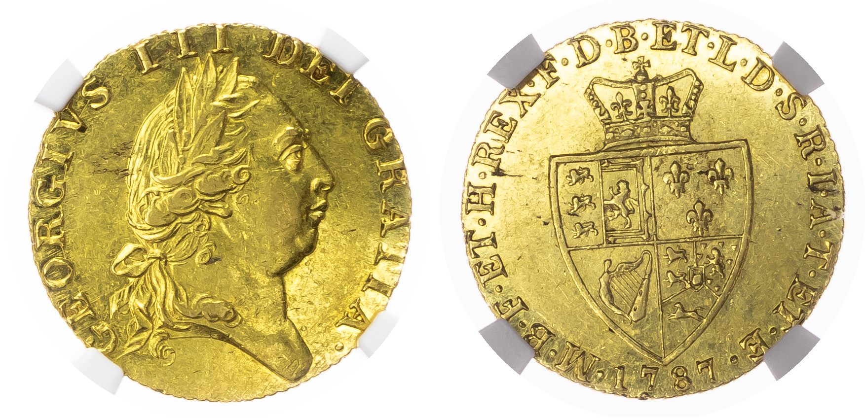 George III (1760-1820) ‘Spade’ Guinea, 1787, NGC AU58