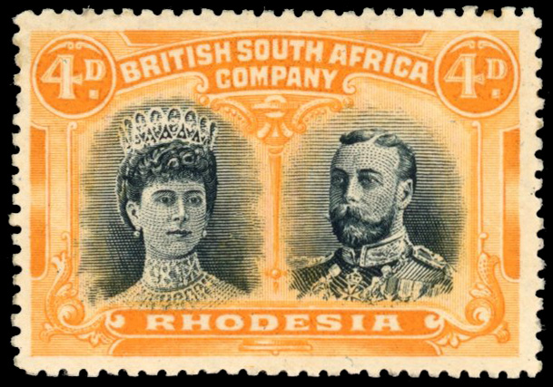 † 4d blue-black and yellow-orange RSC E, position 12 mint