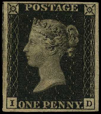 1840 1d black Plate 8 (ID), four good...