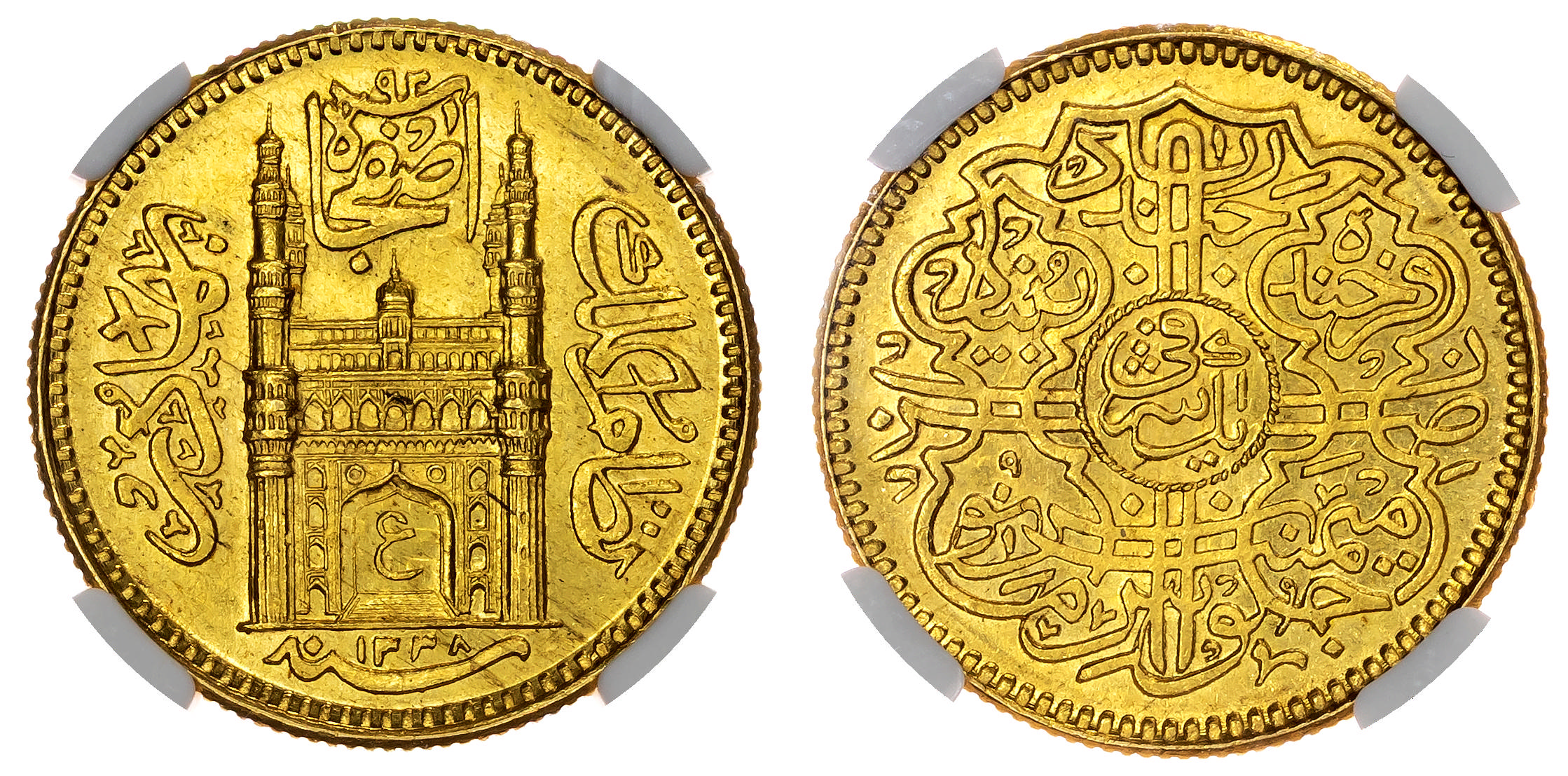 India, Hyderabad, Mir Usman Ali Khan (1911-1948), gold Ashrafi - MS 66