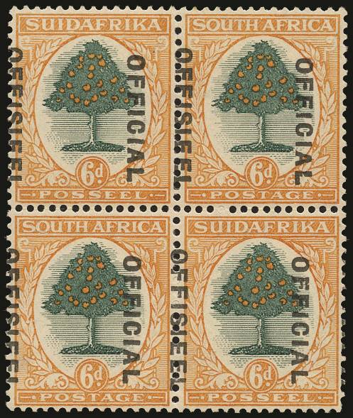 SOUTH AFRICA SG O16var 1930-47 6d set 6 mispl opt B4 o.g.