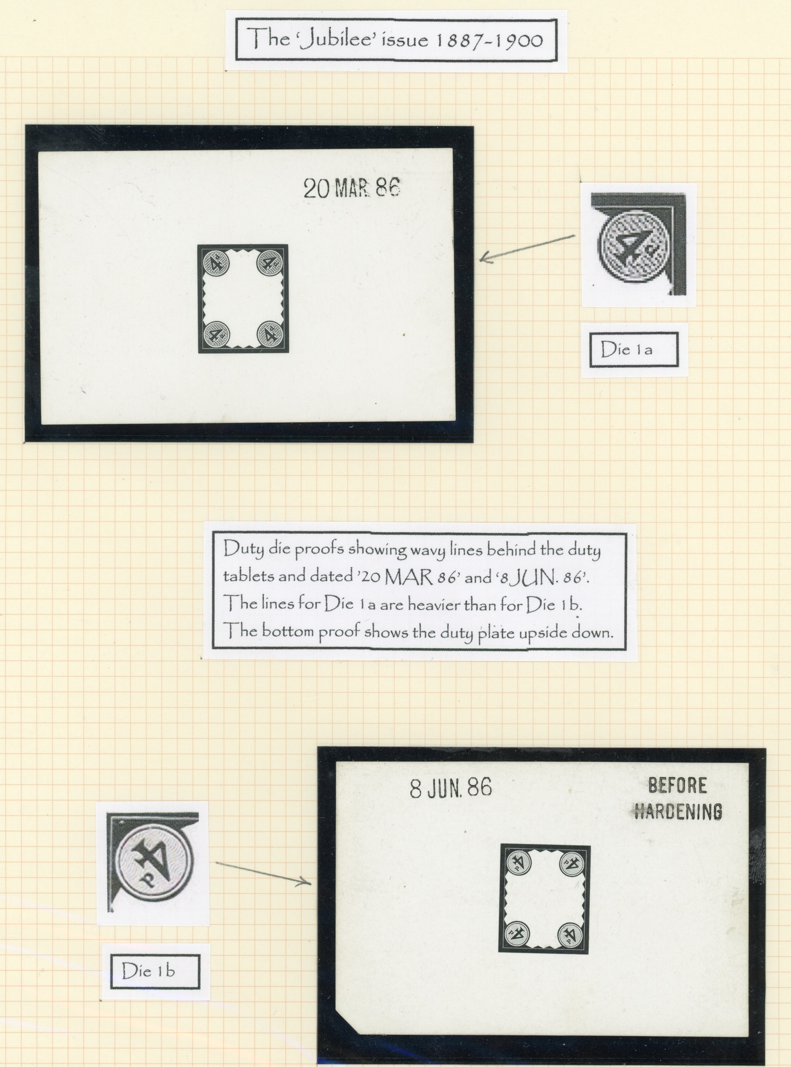 GB 1887-92 4d pair of die proofs for the Duty Plate only, Die 1a & 1b, For SG 205