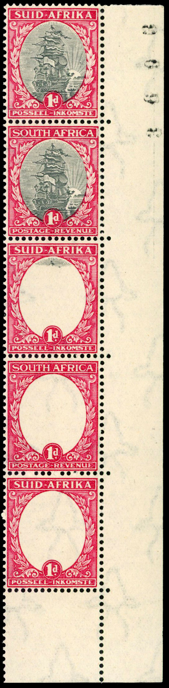 South Africa SG 56cw var strip mint