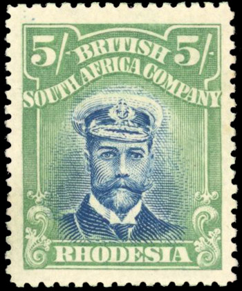 Rhodesia 5/- SG 251 perf 15 mint
