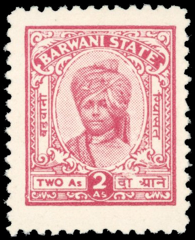 I.F.S. Barwani SG 35ab 2a rose-carmine mint 