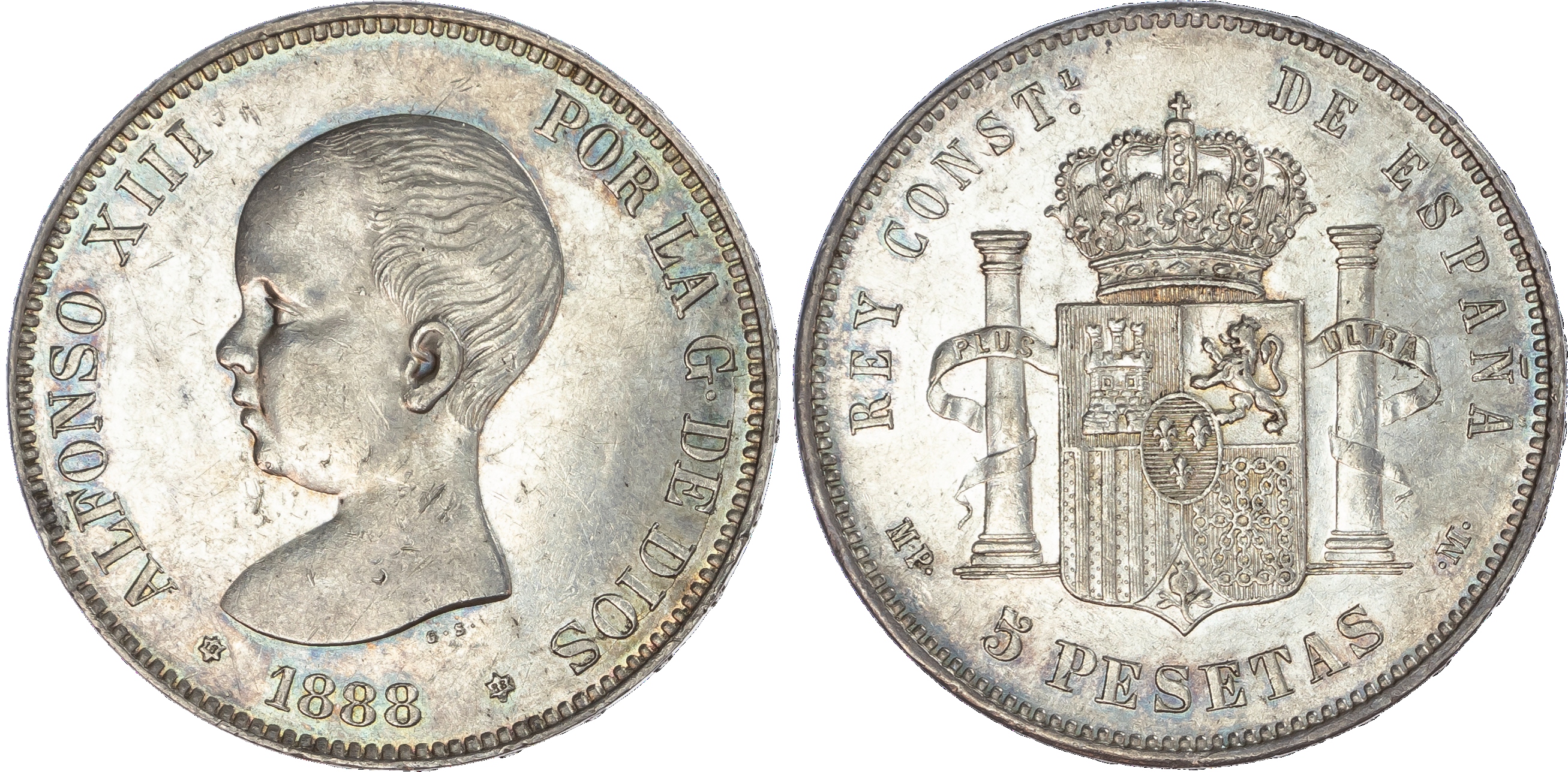 World, silver coins (2), France, Republic, silver 5 Francs, 1876 A, Paris, 24.98g.