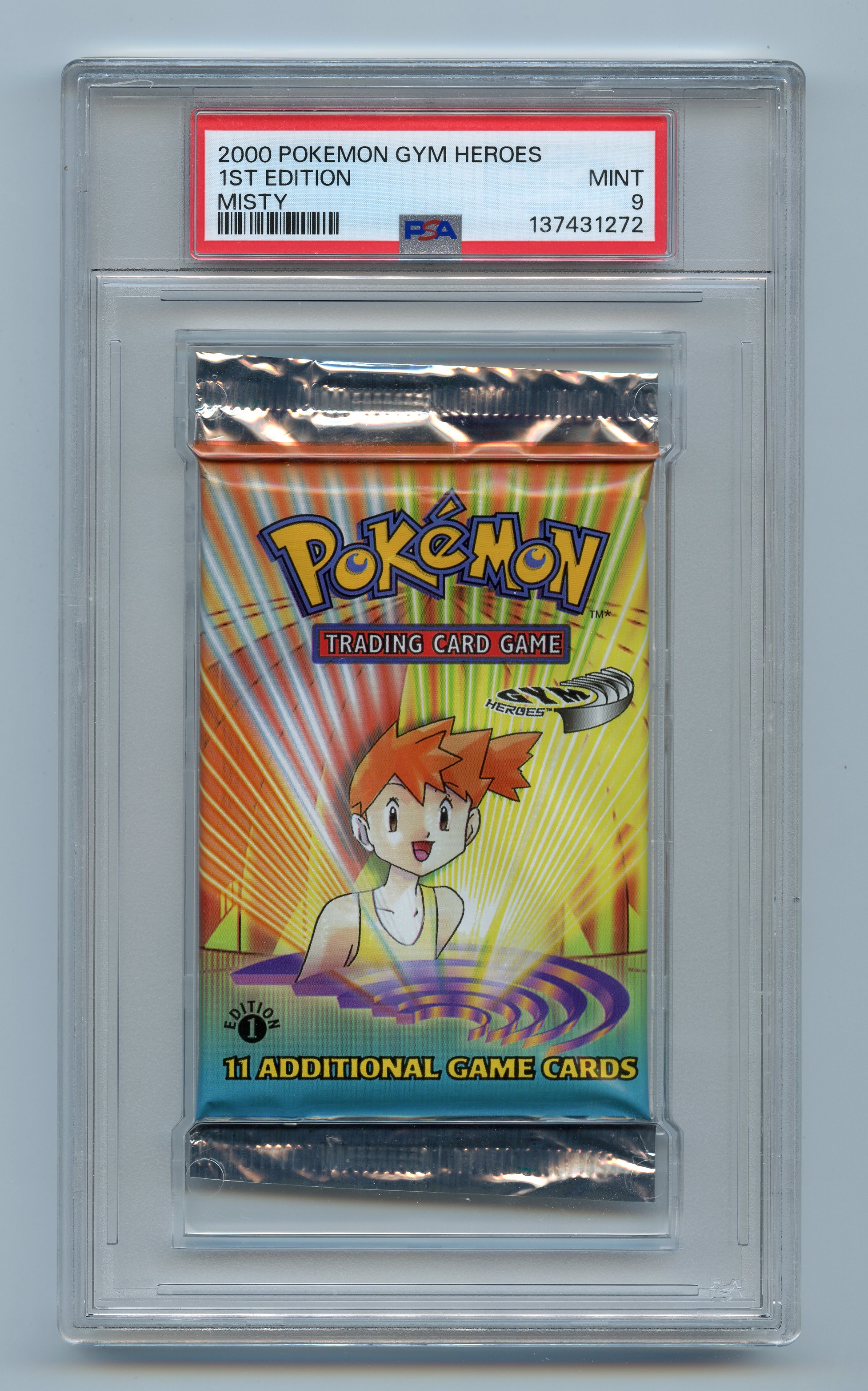 PSA 9 Gym Heroes 1st Edition Booster Pack - Misty Artwork