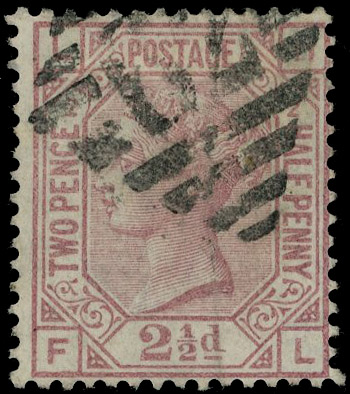 1875 2½d Rosy mauve Pl.2. Fine used example of this scarce error of lettering LH-FL for LH-HL, neatly cancelled by a Bel…