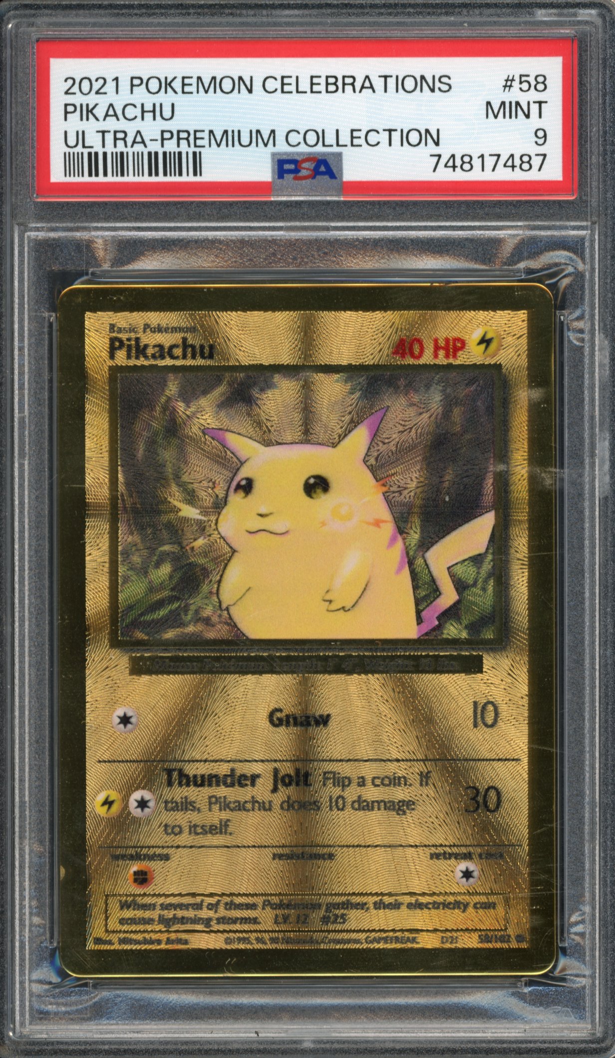 <p>PSA 9 Pikachu - #58 Metal Card Ultra Premium Collection Celebrations</p>