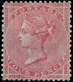 1857 4d rose (Wmk. Large Garter)