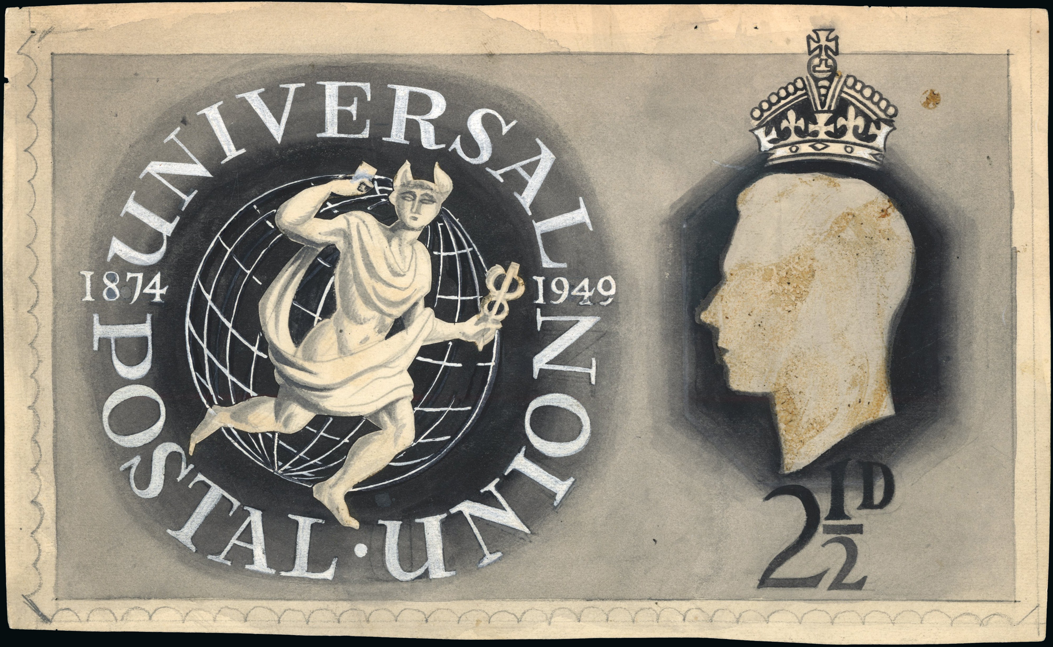 1949 2½d UPU unadopted artwork (SG499)