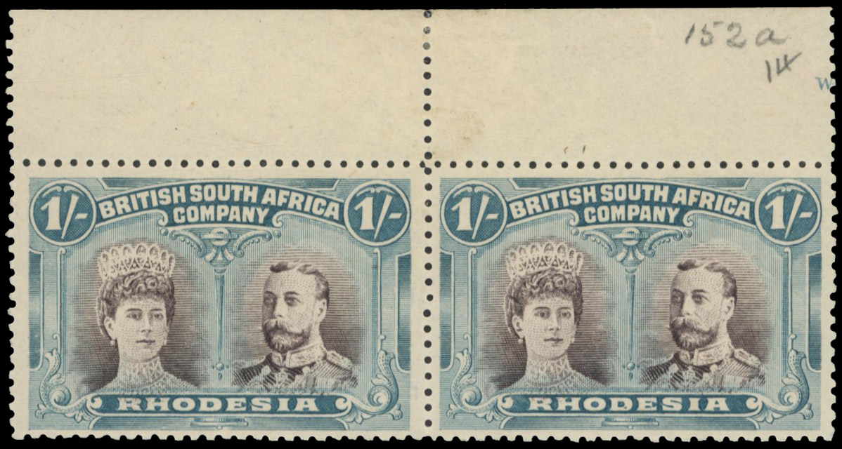 1s purple-black and blue-green SG 152a pair, position 2 gash in ear mint