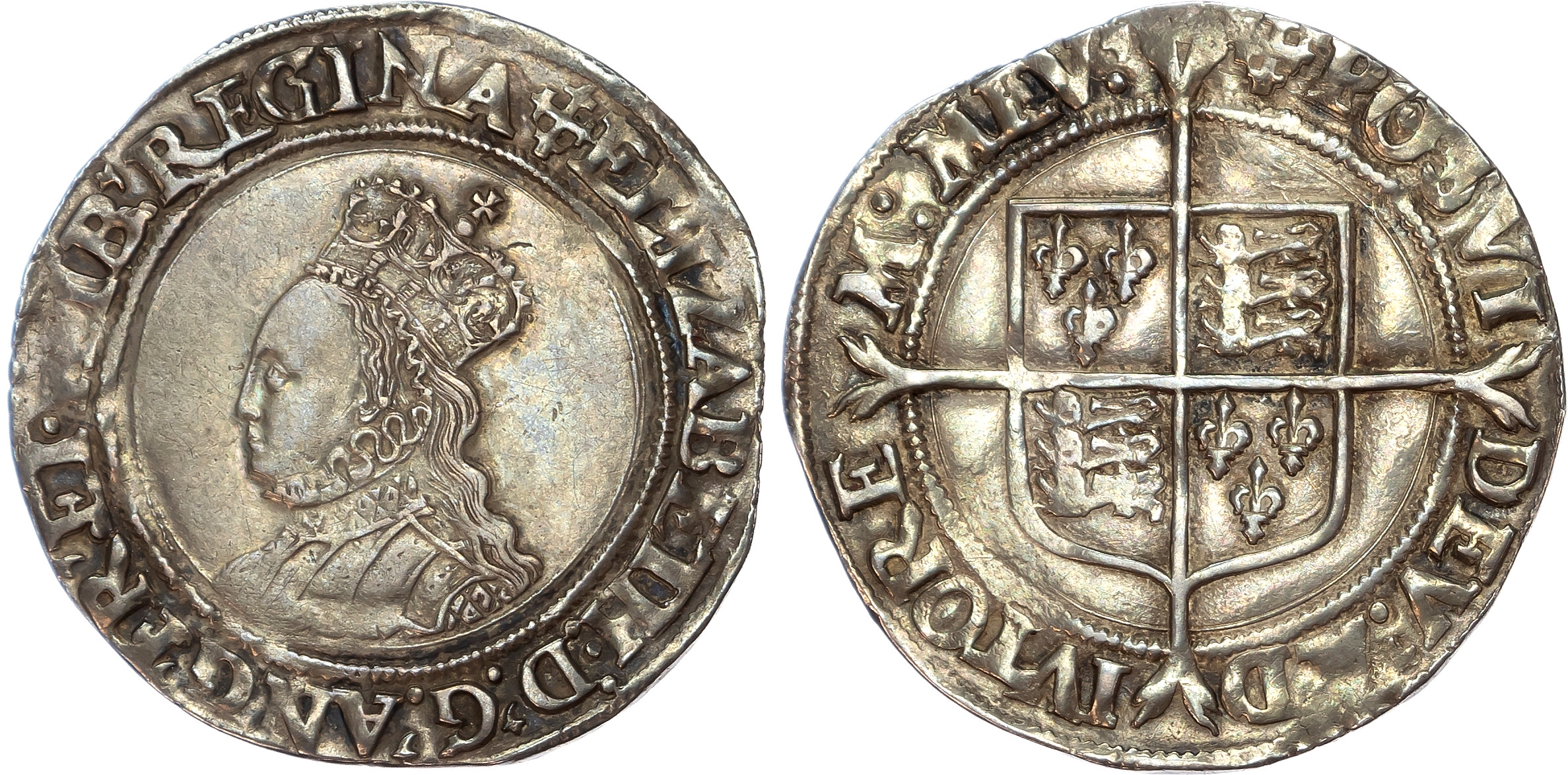 Elizabeth I (1558-1603) Shilling, second issue (1560-61), mintmark cross crosslet both sides.