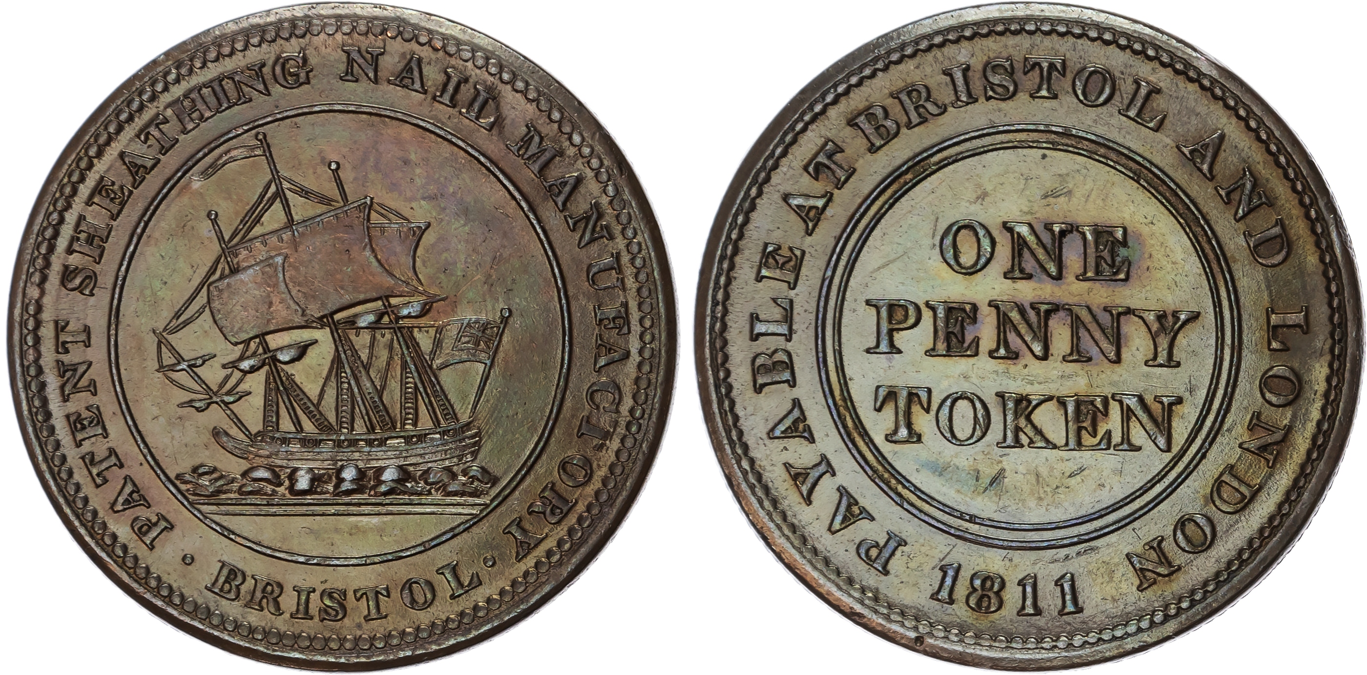 BRISTOL, Som. and LONDON, Samuel Guppy of the Patent Sheathing Nail Manufactory (Penny 1811, Another similar b…