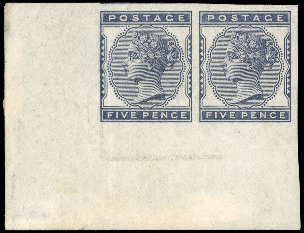 GB SG 169a 1881 5d indigo imperforate pair mint