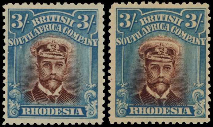 1917-20 3/- Head Die IIIA, perf 14. Two...