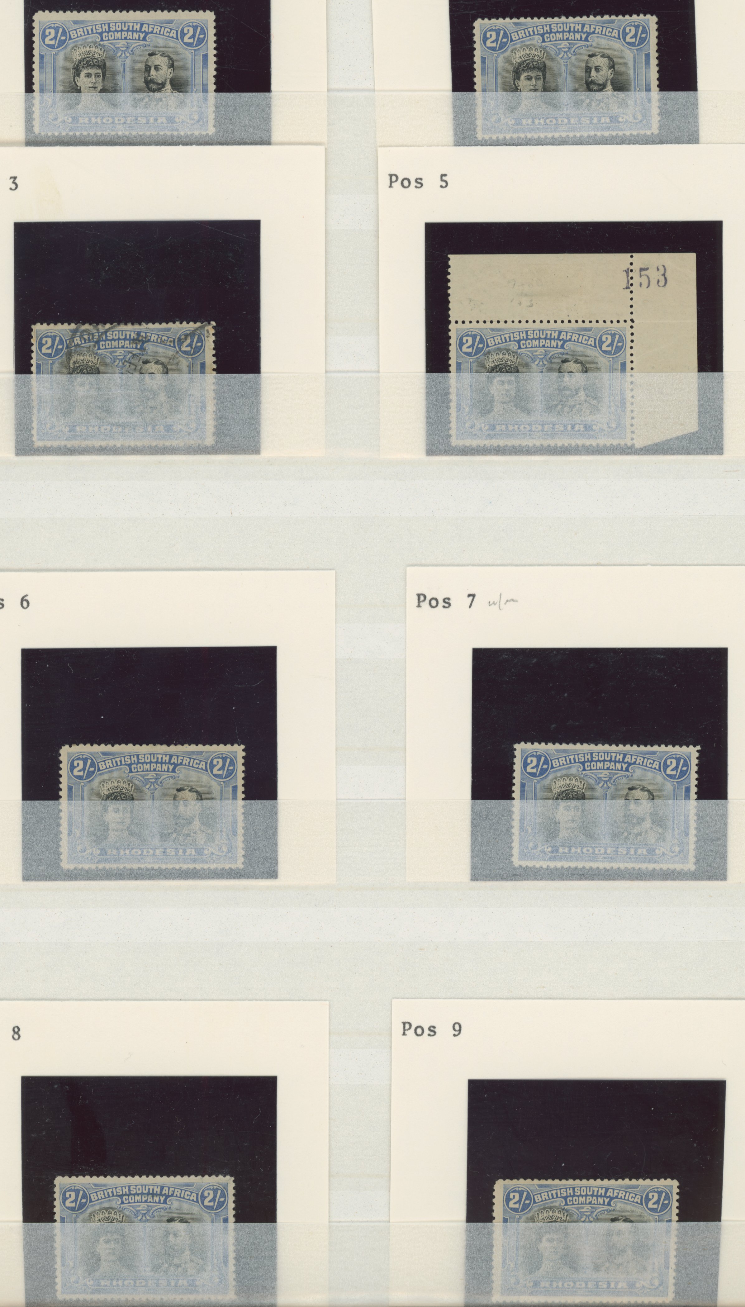 † 2/- black and ultramarine SG 153, partial reconstruction