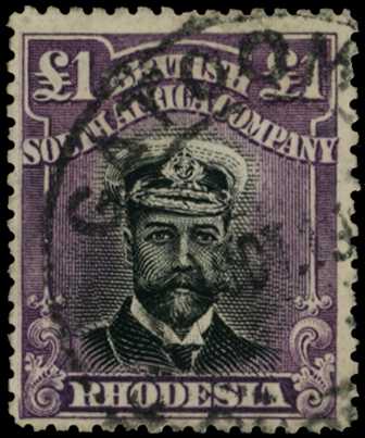 1913-7 £1 Head Die II, perf 15. Fine...