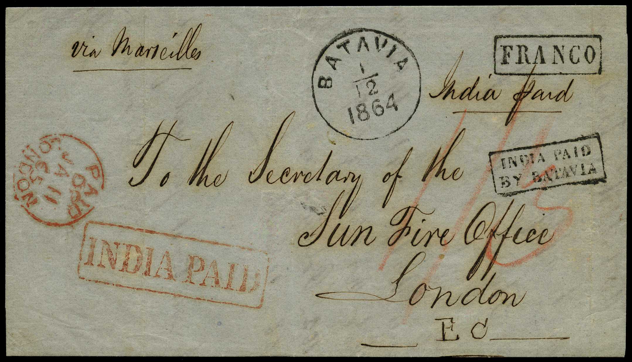 POSTAL HISTORY: 1864 (1 Dec) entire letter...