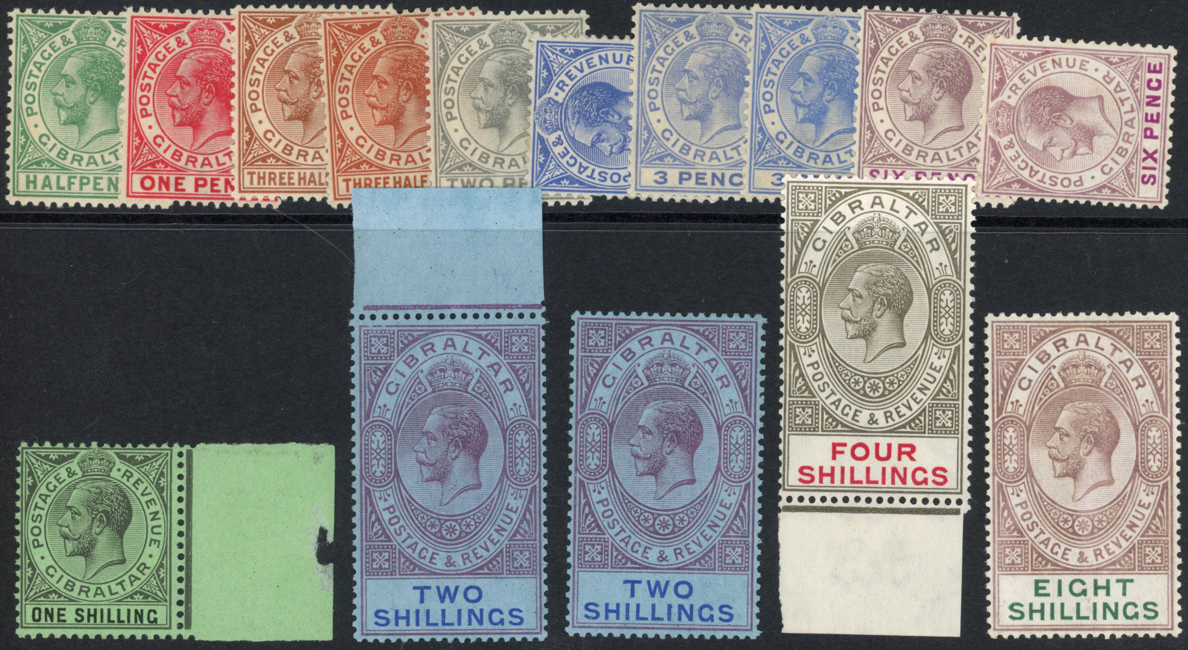 Gibraltar SG 89-101 1921 set mint