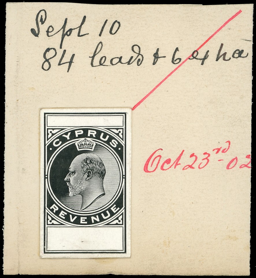 1902 (Sept 10) stamp-size undenominated master die proof...