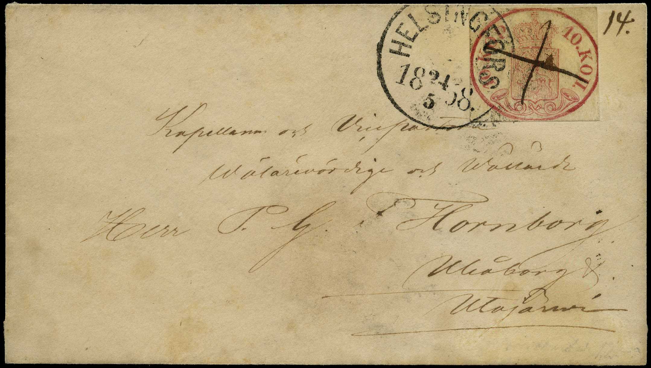 1856 10k. rose on cover addressed to...