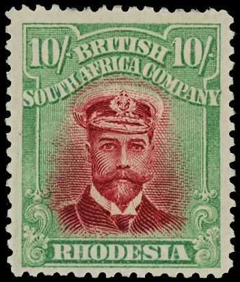 1913-7 10/- Head Die II, perf 14. O.g....