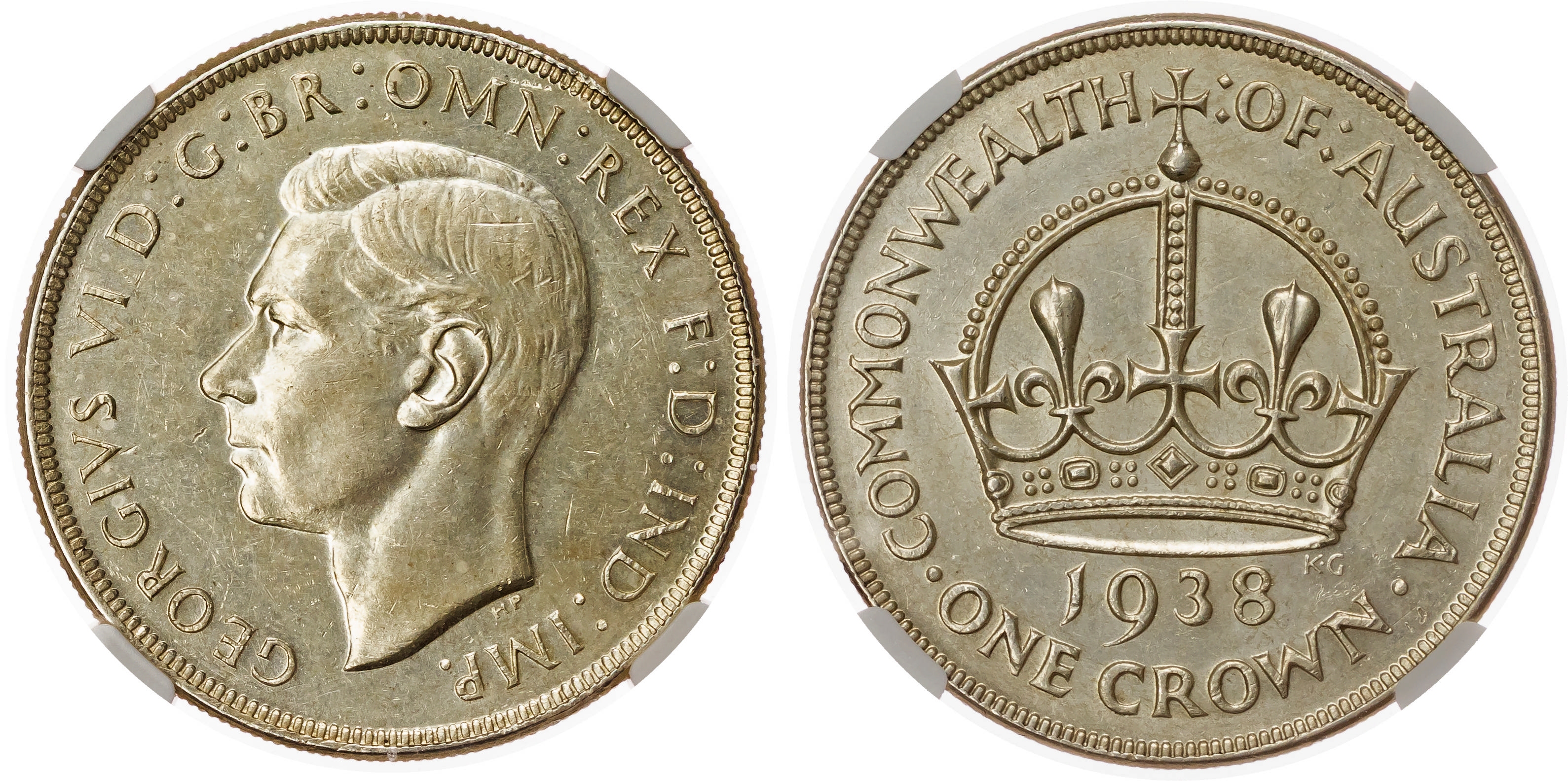 Australia, George VI (1936-1952), silver Crown, 1938 - AU 58