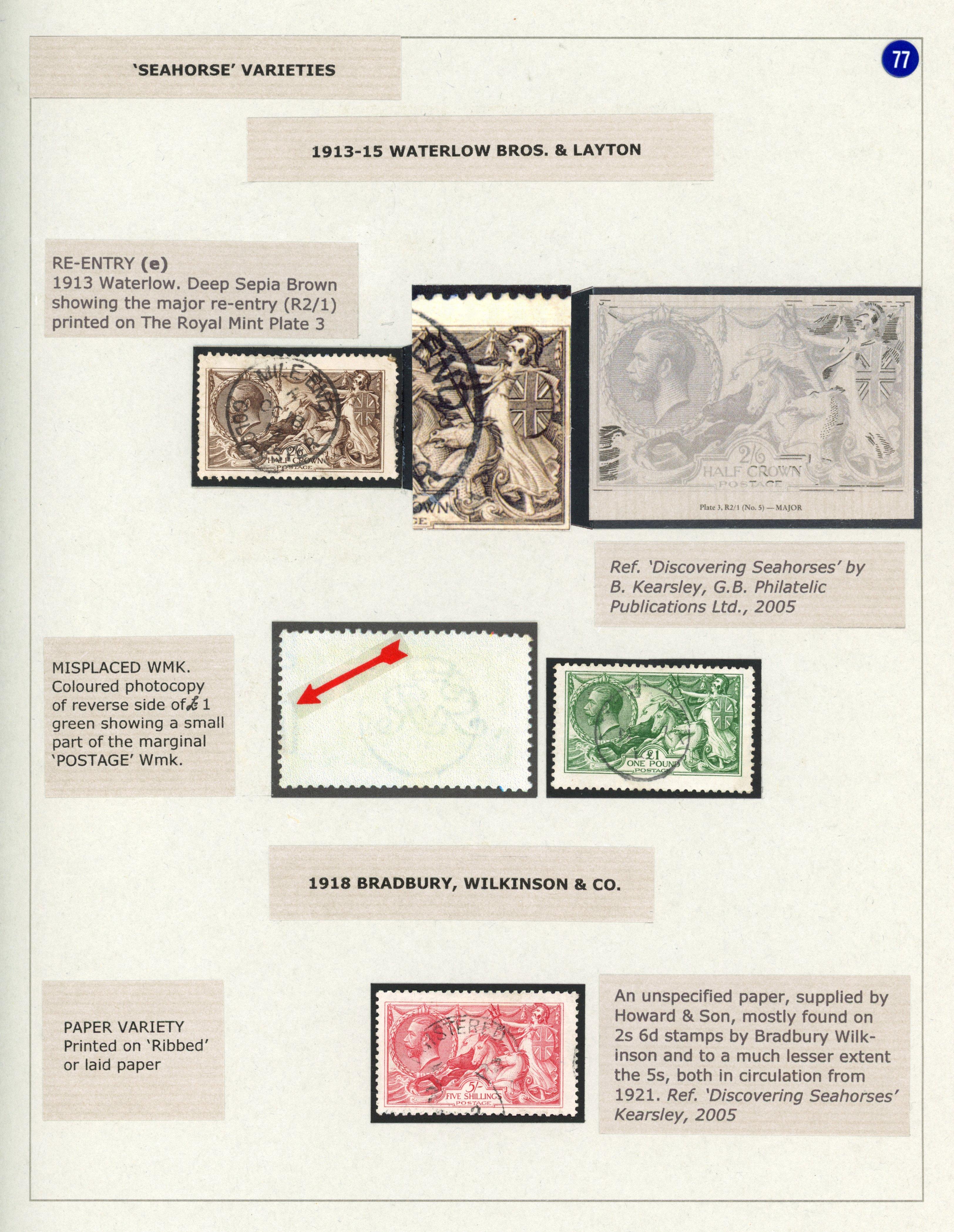 GB 1913-19 Seahorses selection of used varieties