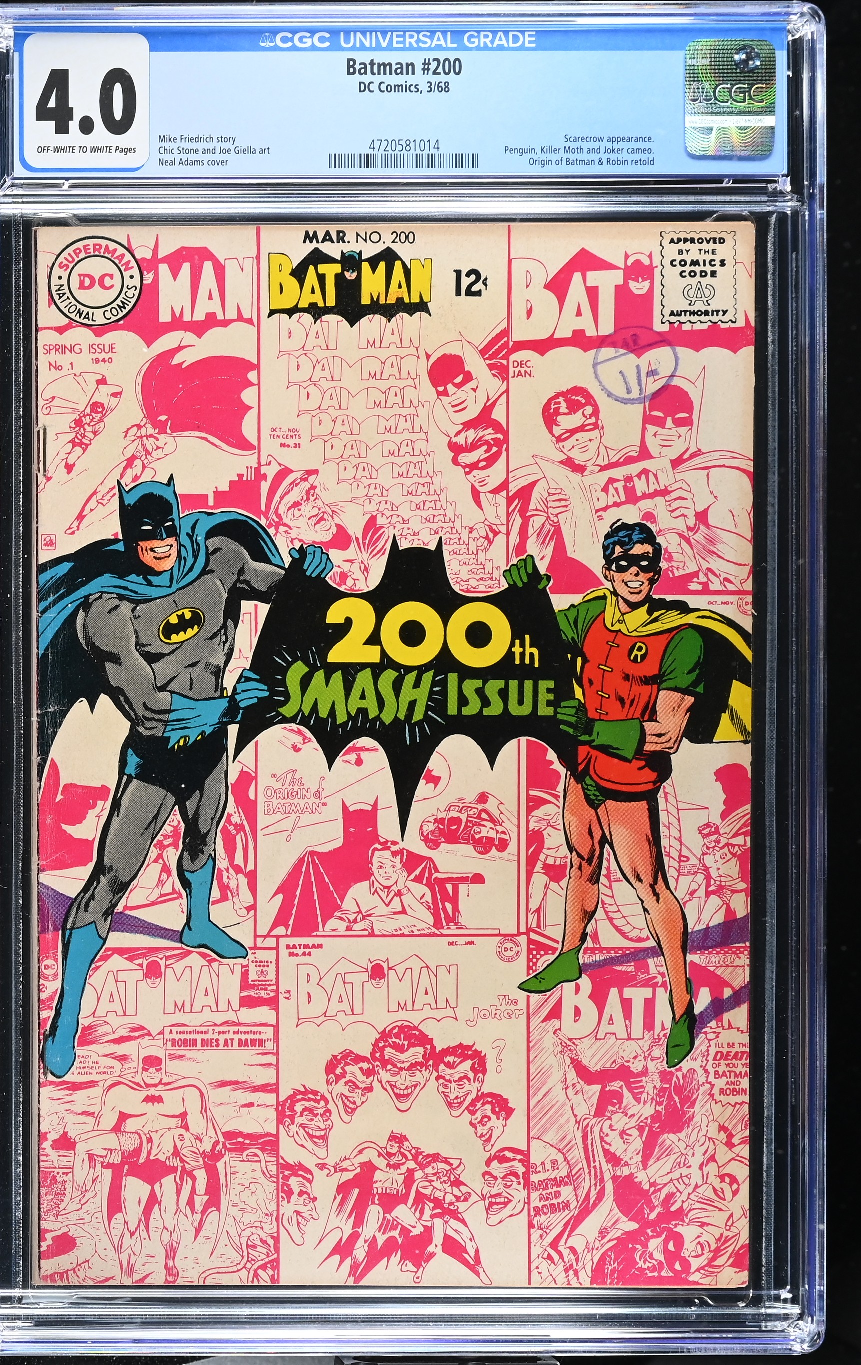 Batman #200 CGC 4.0 Origin of Batman and Robin Retold (DC Comics, 1968) Off-White to White Pages