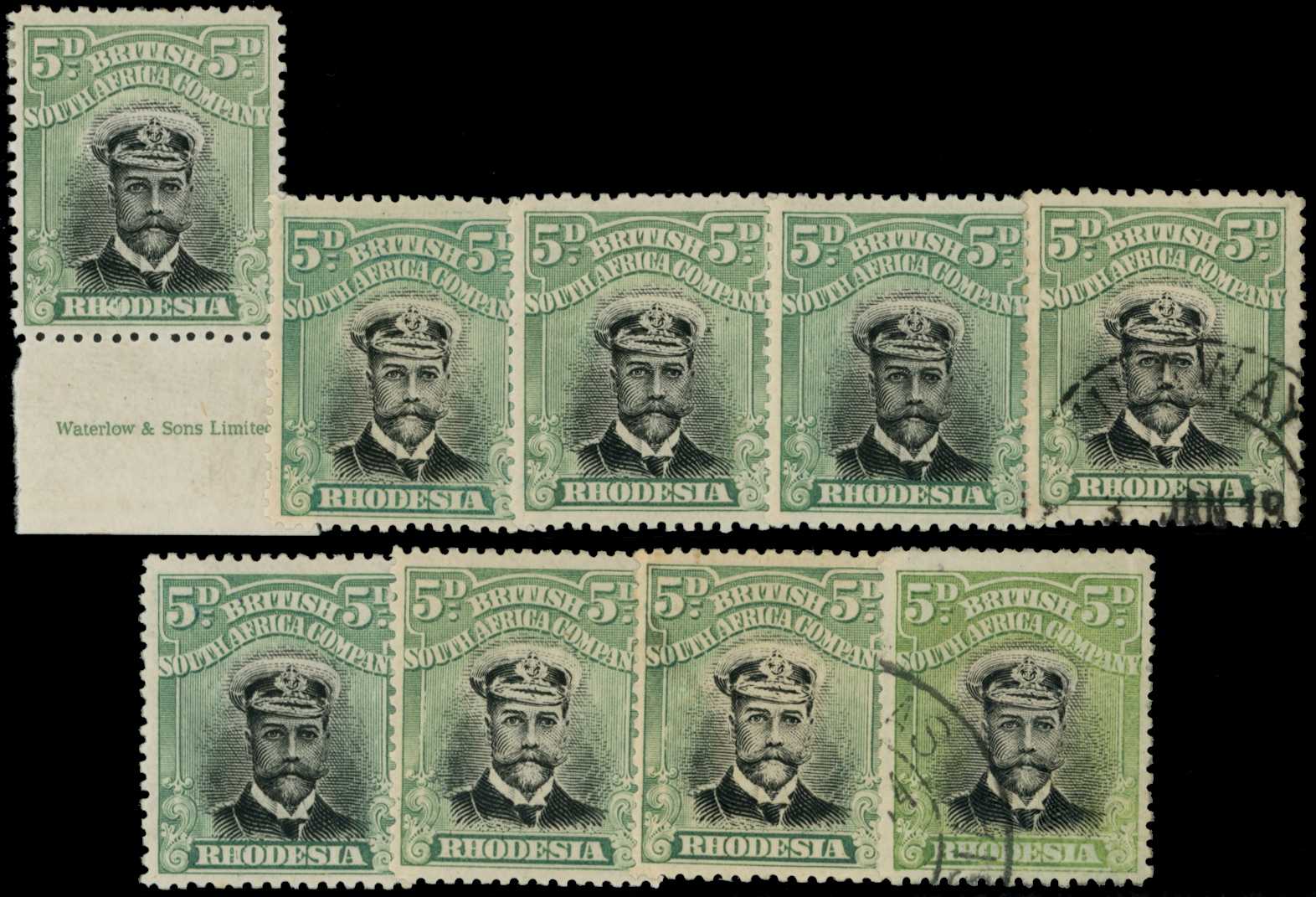 1913-7 5d Head Die II, perf 14. Seven...