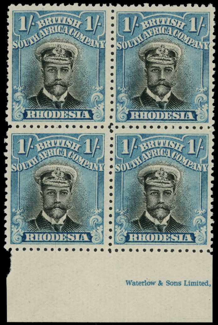 1913-7 1/- Head Die II, perf 14. Bottom...