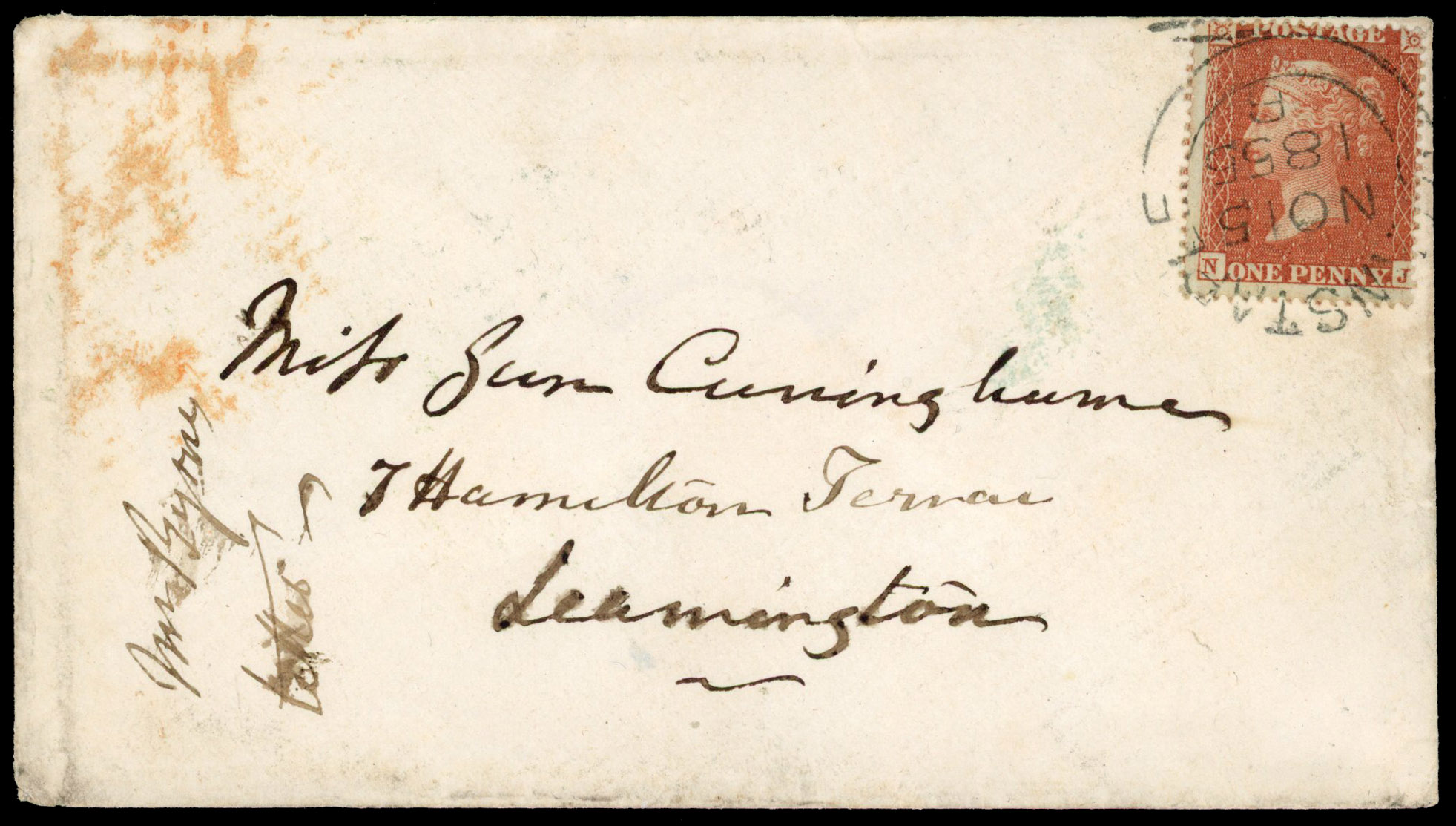 1855 1d Red-brown Pl.15 (Die II, Alphabet II, Wmk. Large Crown, Perf 16) on cover