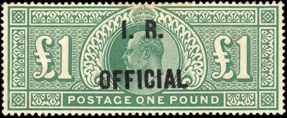 GB SG O27 1902 £1 blue-green mint