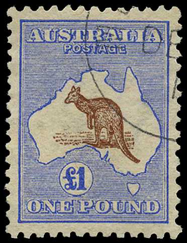 1913 First Watermark: £1 red-brown...