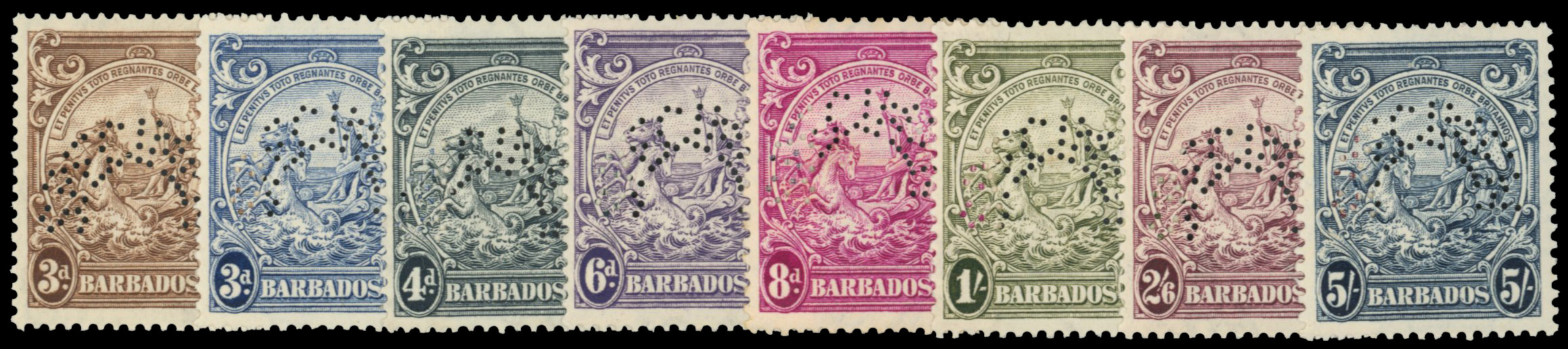 Barbados SG 248s-256as Specimens