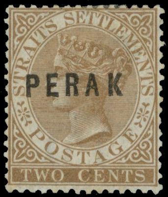 1881 2c brown, overprint type 9, large part...